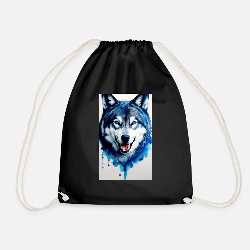 blauer Wolf - Turnbeutel - Schwarz