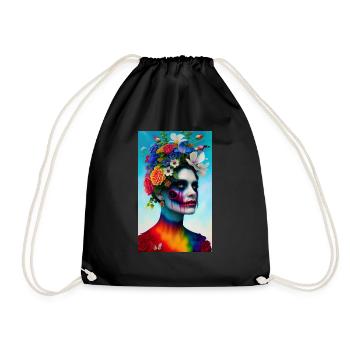 ARTWORK Flower Head Rainbow - Drawstring Bag - black - Front