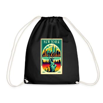 New York Vintage Poster - Drawstring Bag - black - Front