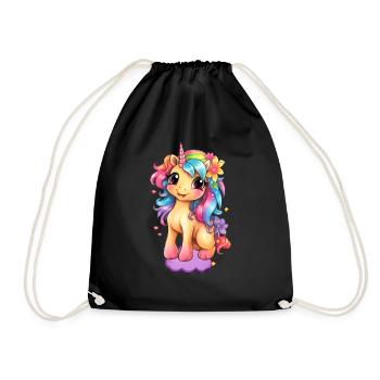 Cute unicorn - Drawstring Bag - black - Front