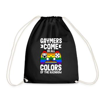 Gaymers come in all colors of the rainbow - Drawstring Bag - black - Front