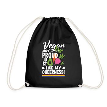 Vegan and Proud Just Like My Queerness Vegan - Drawstring Bag - black - Front