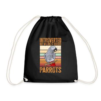 Graupapagei African Grey Parrot Papagei - Turnbeutel - Schwarz - Vorne