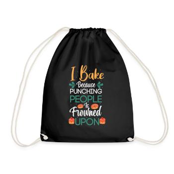 Bake Punching People Frowned Upon - Drawstring Bag - black - Front