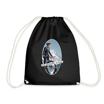 Mountain Bike T-Shirt Bicycle Retro Outdoor - Drawstring Bag - black - Front