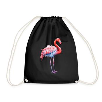rosa Flamingo, Sommerzeit Urlaubszeit Strand Meer - Turnbeutel - Schwarz - Vorne