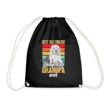 Old English Sheepdog Sheepie Bobtail - Drawstring Bag - black - Front