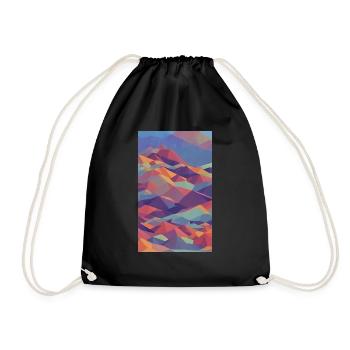 Colorful Geometric Mountain Panorama - Drawstring Bag - black - Front