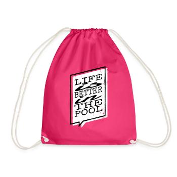 Swim Bike Run Tshirts Funny Quote Awesome - Drawstring Bag - fuchsia - Front