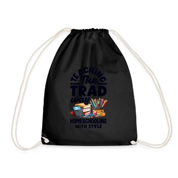 Classic Homeschool Mom Tradwife Homeschooling - Drawstring Bag - black - Front