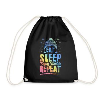 Eat Sleep Winter Repeat - Drawstring Bag - black - Front