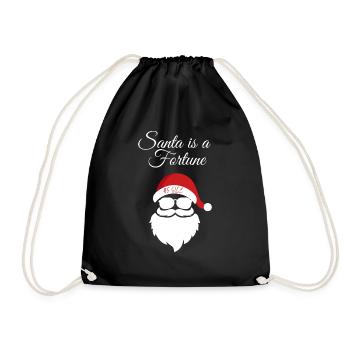 Fortuna T-Shirt, Santa ist a Fortune! - Turnbeutel - Schwarz - Vorne