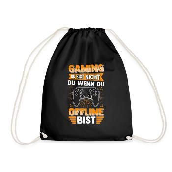 Gaming Online Statt Offline Controller Spieler Zoc - Turnbeutel - Schwarz - Vorne