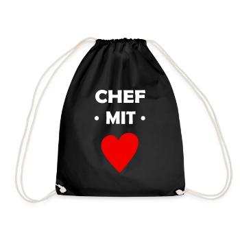 Chef mit Herz - Turnbeutel - Schwarz - Vorne