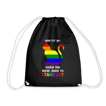 LGBT Rainbow Flag Pride Born to Stand Out Cat - Drawstring Bag - black - Front