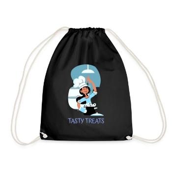 Chef Cook Kitchen Culinary Retro Bake Restaurant - Drawstring Bag - black - Front
