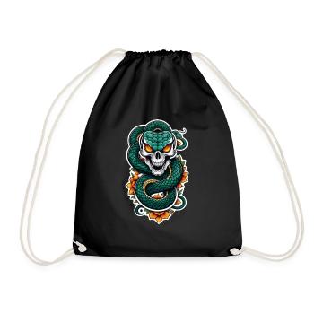 serpent squelette et tatouage - Sac de sport léger - noir - Devant