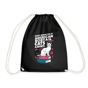 Katze American Bobtail Geschenk - Turnbeutel - Schwarz - Vorne
