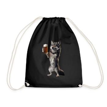 Wolf Bier - Turnbeutel - Schwarz - Vorne