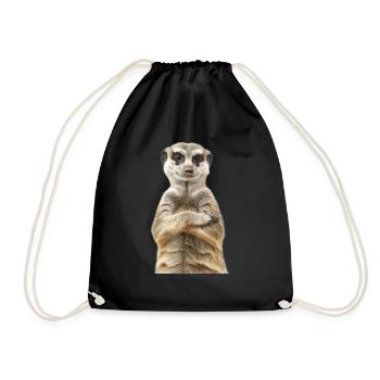 Meerkat - Drawstring Bag - black - Front
