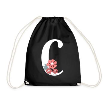 Lettre c fleurs minimalistes - Sac de sport léger - noir - Devant