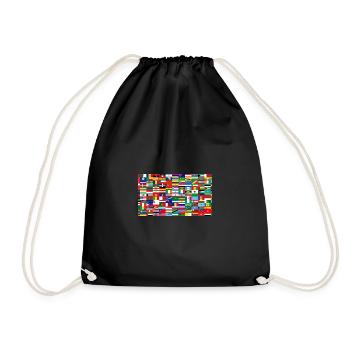Colorful Collage World Flags - Drawstring Bag - black - Front