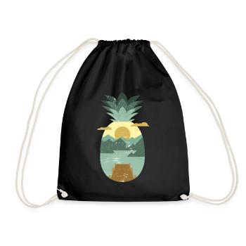 Vintage fruits tropicaux - ananas - Sac de sport léger - noir - Devant
