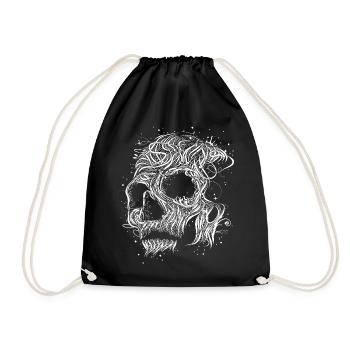 A skull made of fine lines and ornaments - Drawstring Bag - black - Front