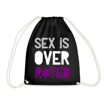 Sex is overrated - Asexuell CSD Pride Ace - Turnbeutel - Schwarz - Vorne