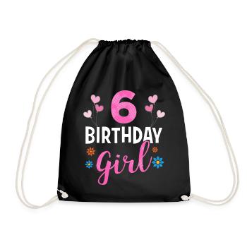 Fille d'anniversaire - 6 ans - Sac de sport léger - noir - Devant