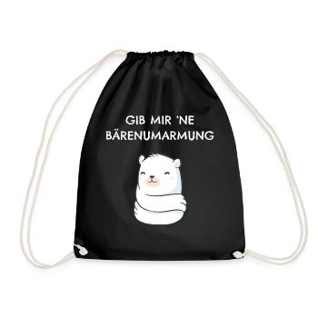 give me a bear hug - Drawstring Bag - black - Front