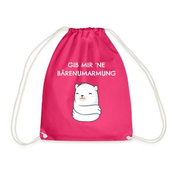 give me a bear hug - Drawstring Bag - fuchsia - Front