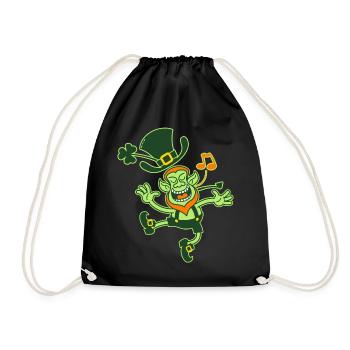 Leprechaun Dancing and Singing - Drawstring Bag - black - Front