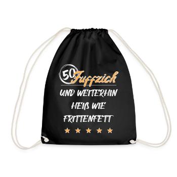 50. Geburtstag lustig Frittenfett - Turnbeutel - Schwarz - Vorne