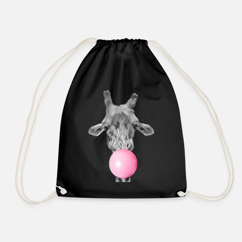 Giraffe bubblegum - Drawstring Bag - black