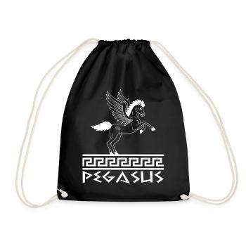 White Pegasus Horse - Drawstring Bag - black - Front