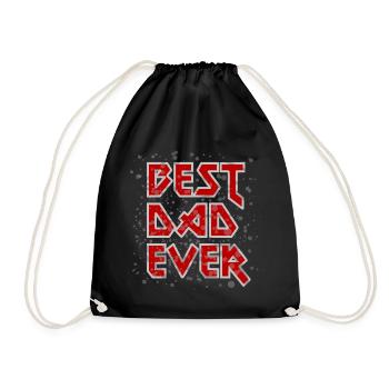 Best Dad Ever metal rock cool saying red father - Drawstring Bag - black - Front