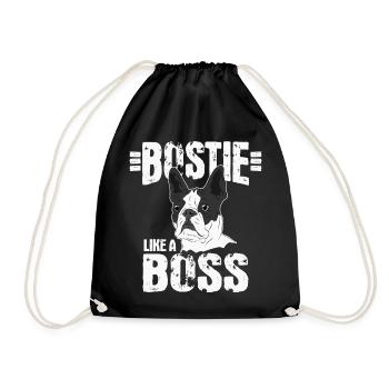 Boston Terrier dog dog lover gift - Drawstring Bag - black - Front
