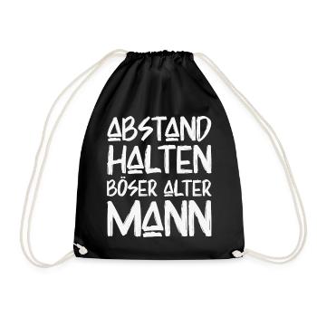 Abstand Halten Böser Alter Mann Lustige Sprüche - Turnbeutel - Schwarz - Vorne