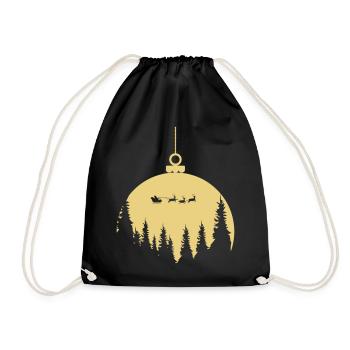 christmas santa claus ball xmas gold christmas - Drawstring Bag - black - Front
