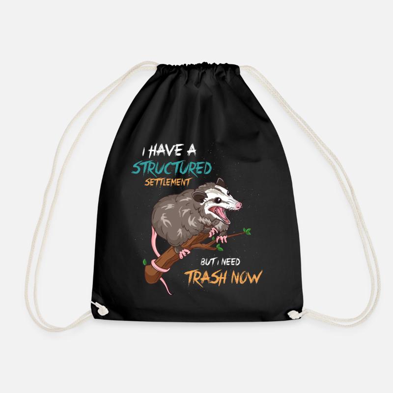 Opposum Dirty Animal graphic - Drawstring Bag - black