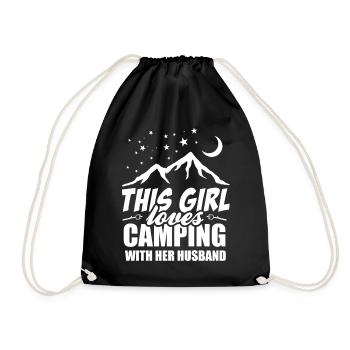 Dieses Mädchen liebt Camping mit seinem Ehemann - Turnbeutel - Schwarz - Vorne