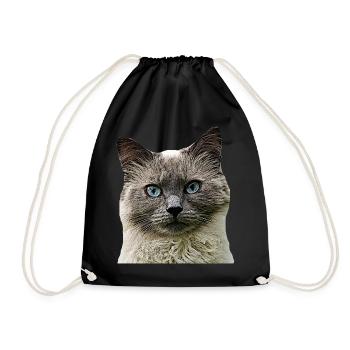 Cat Cats cat Cats Cat Head - Drawstring Bag - black - Front