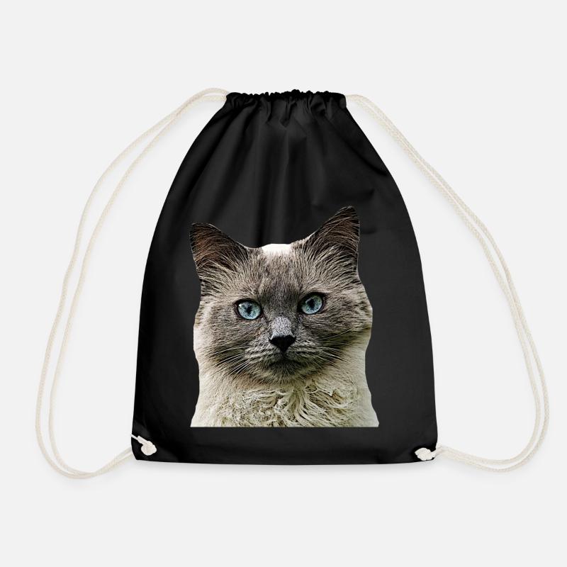 Cat Cats cat Cats Cat Head - Drawstring Bag - black