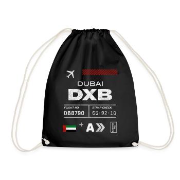 Dubai airport tag - Drawstring Bag - black - Front