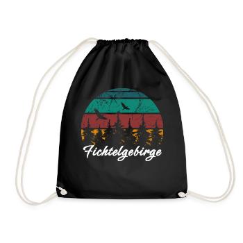 Fichtelgebirge Berg Gebirge Retro Vintage Wandern - Turnbeutel - Schwarz - Vorne