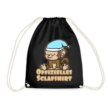 Offizielles Schlafshirt süßes Äffchen - Turnbeutel - Schwarz - Vorne