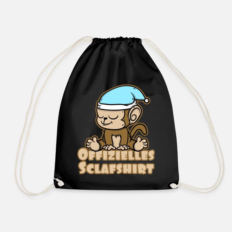 Offizielles Schlafshirt süßes Äffchen - Turnbeutel - Schwarz