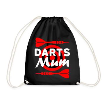 Darts mum (darts, dartboard in the background) - Drawstring Bag - black - Front