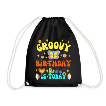 GROOVY BIRTHDAY IS TODAY 70 S - Drawstring Bag - black - Front